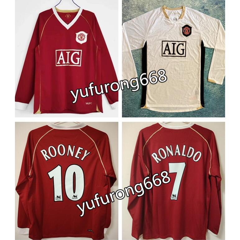 #M 06-07 Home Retro Long Sleeve Soccer Jersey Football #RONALDO #ROONEY