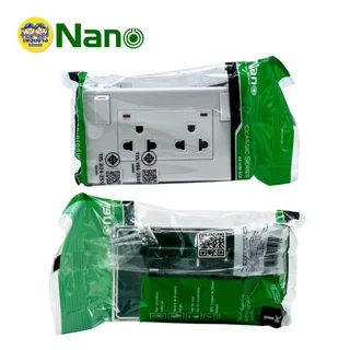 **มีสวิตซ์ควบคุมไฟ** NANO ชุดเต้ารับกราวคู่ มีสวิตซ์ แนวตั้ง แนวนอน มีม่านนิรภัย สวิตซ์ควบคุมมีไฟ ชุดปลั๊กไฟ