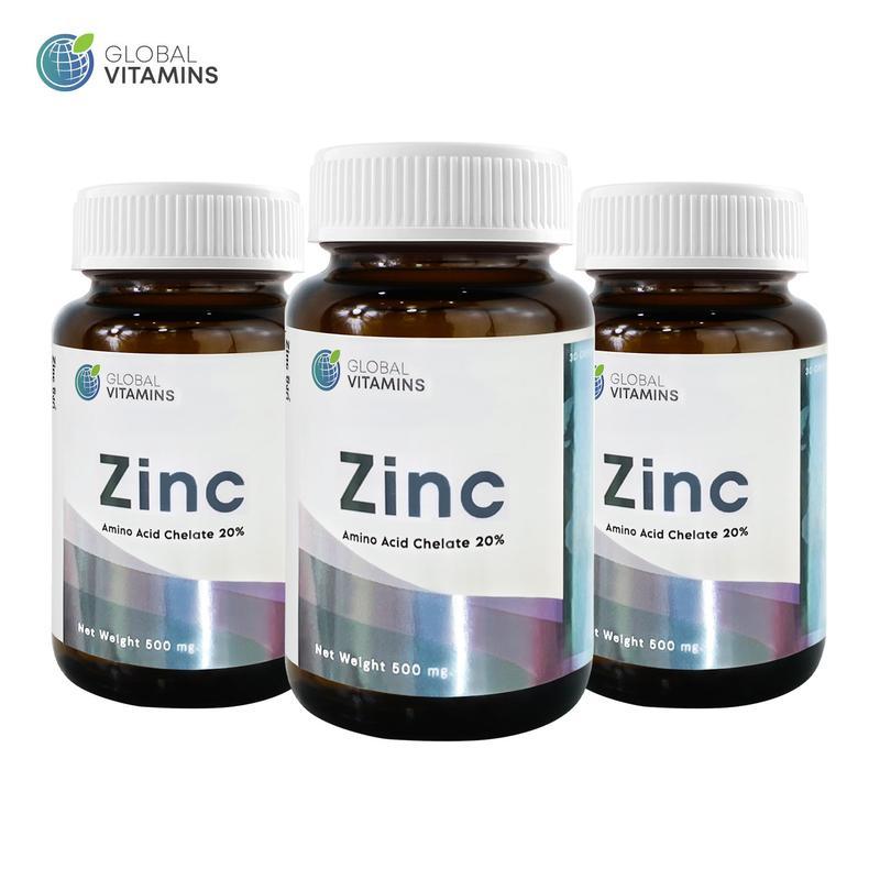 【Mee Shop】[แพ็ค 3 ขวดสุดคุ้ม] ซิงค์ โกลบอลวิตามิน Zinc Global Vitamins ซิงค์zinc