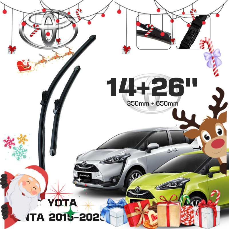 ใบปัดน้ำฝน TOYOTA ขนาด 14+26"นิ้ว สำหรับรุ่น SIENTA  ปี 2015-2023 ก้านปัดน้ำฝน ที่ปัดน้ำฝนพร้อมยาง จ