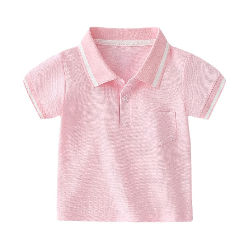 เสื้อโปโลสำหรับเด็กชาย สีชมพูสดใส ทำจากผ้าฝ้ายคุณภาพดี เหมาะสำหรับสวมใส่ในฤดูร้อนและการแต่งตัวแบบลำลอง