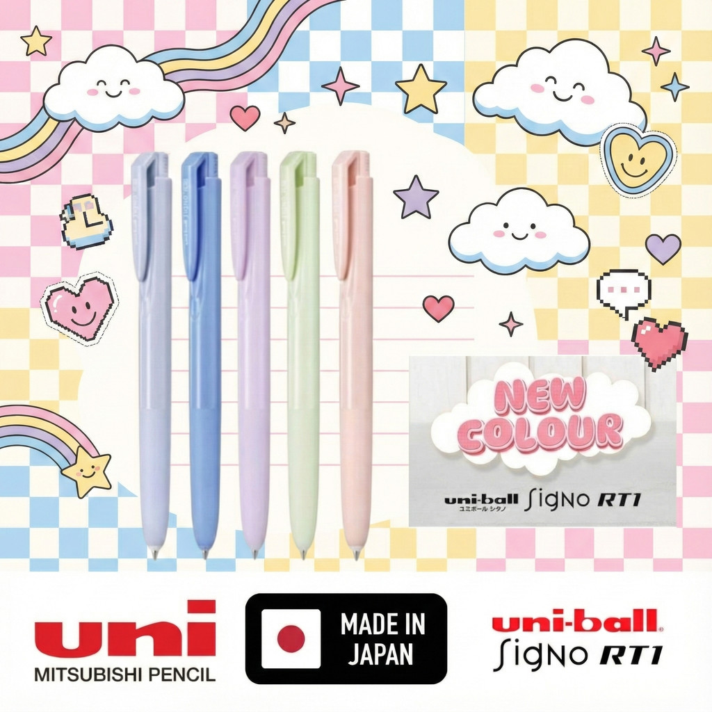ปากกาเจล Uni Signo RT1 Limited Summer Collection หัว 0.5 มม. หมึกสีน้ำเงิน หมึกเจลกันน้ำ ลายพาสเทล