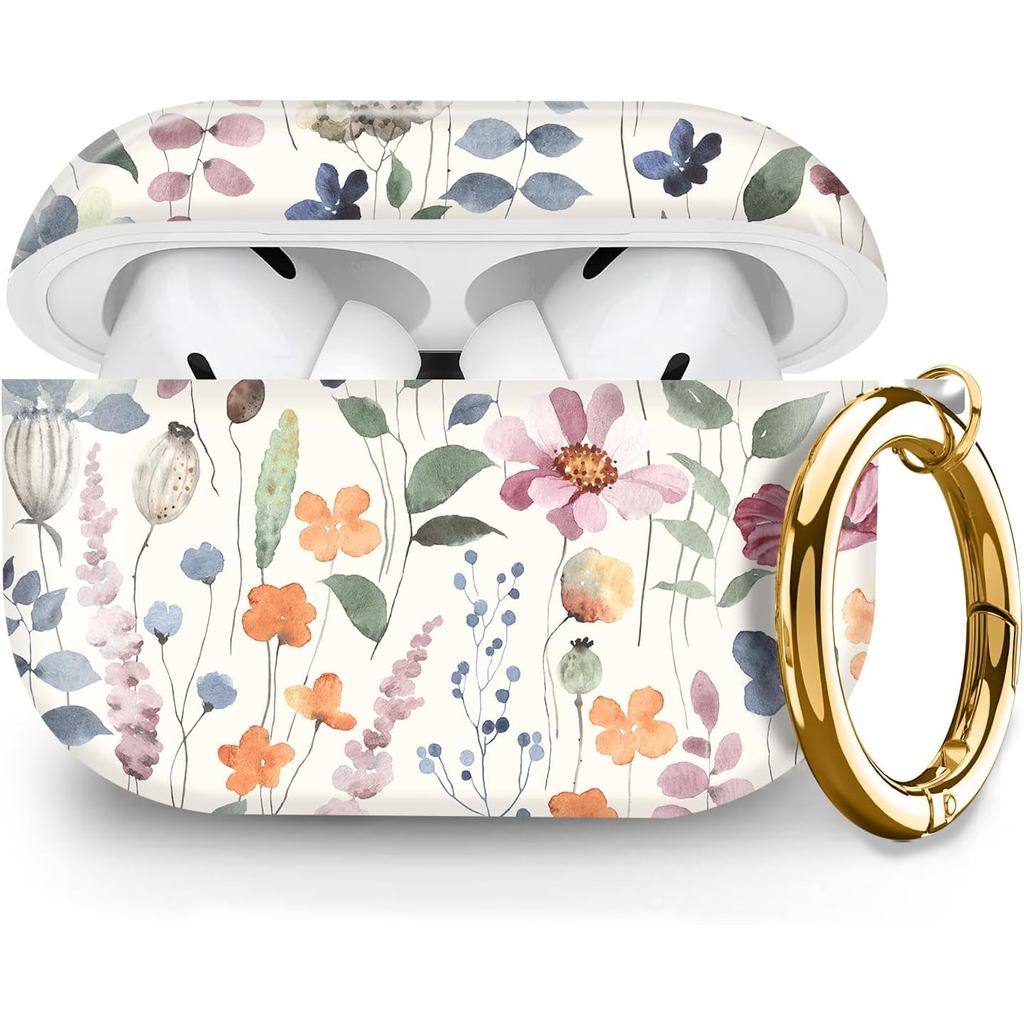 Cute Hard Case Compatible with AirPods Pro 2nd/1st Generation, Protective Cover with Golden Keychain