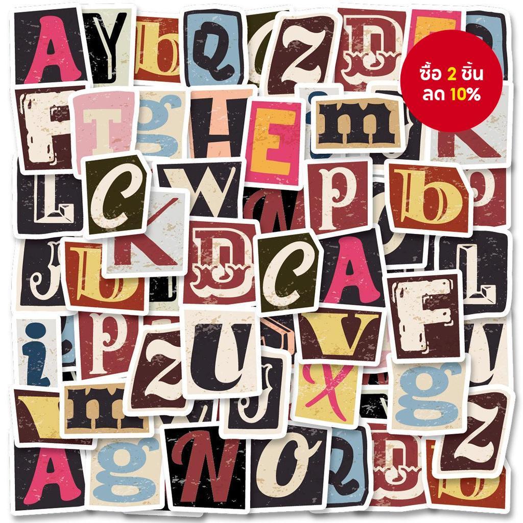 สติกเกอร์ตัวอักษรภาษาอังกฤษหลากสี 52 ชิ้น แบบ PVC สำหรับตกแต่ง DIY และเหมาะสำหรับการถ่ายภาพ