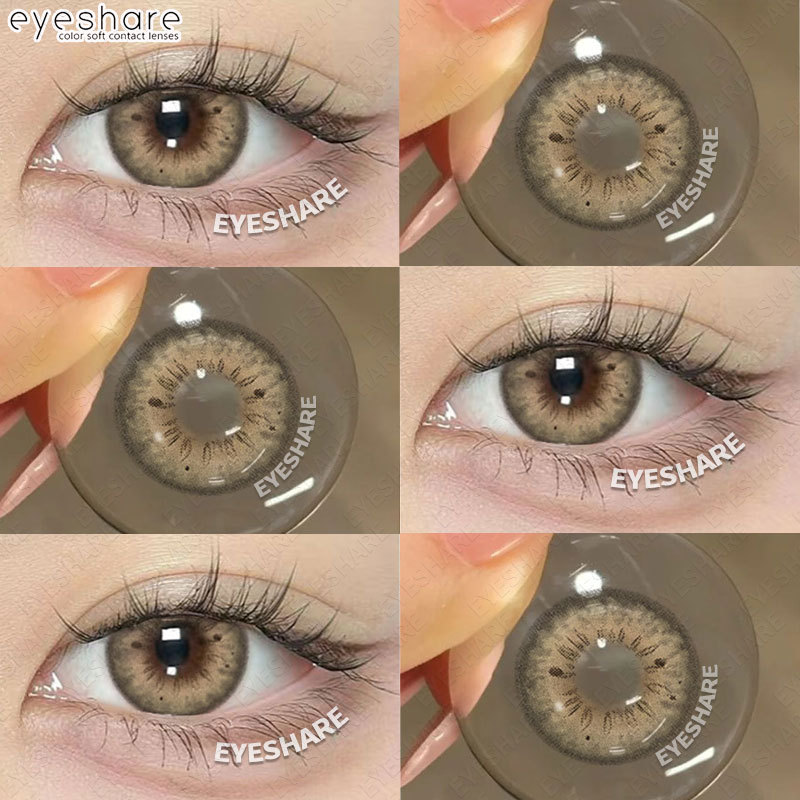 -1.00 ถึง -6.00 คอนแทคเลนส์สีน้ําตาล 2PCS\Pair Blackspot Grey Soft Contact Lens 14.2MM ใช้งานรายปี