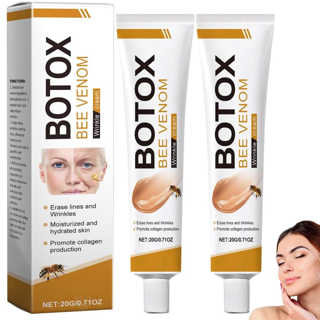 2 ชิ้น Botox Bee Venom ครีมกําจัดริ้วรอย, ครีมบํารุงผิวหน้า, ครีมพิษผึ้งต่อต้านริ้วรอยสําหรับทุกสภาพ