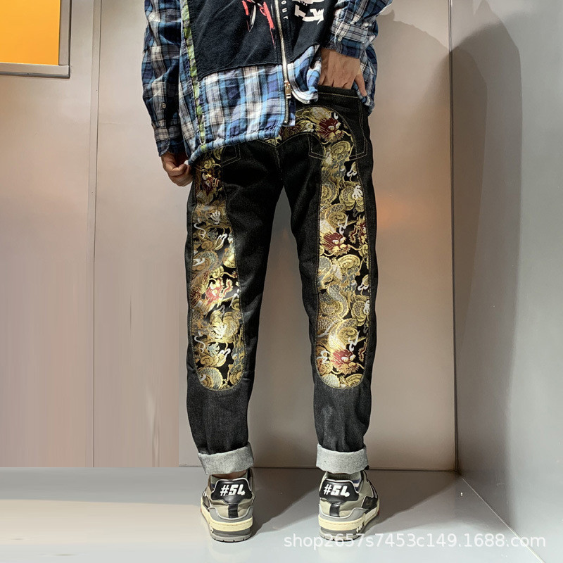 Evisu กางเกงยีนส์ทรงหลวมตรง สำหรับผู้ชาย