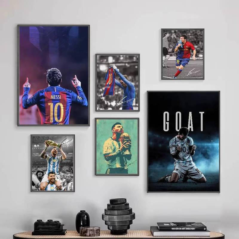 ตํานานนักฟุตบอลเมสซี่ผ้าใบโปสเตอร์ ไม่มีกรอบ ส่วนบุคคลผนังศิลปะโปสเตอร์ภาพสําหรับห้องนั่งเล่นตกแต่งบ้าน