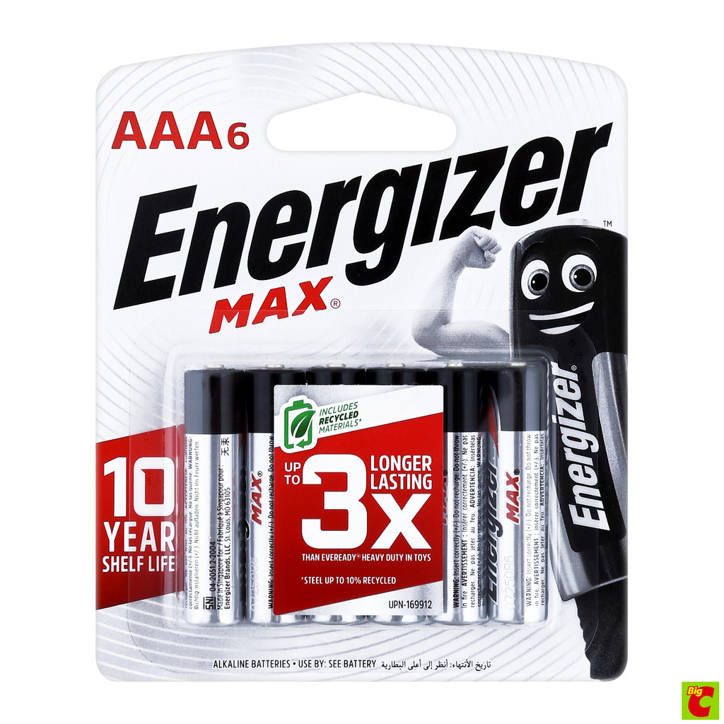 เอเนอไจเซอร์ แม็กซ์ ถ่าน ขนาด AAA แพ็ค 6 ก้อน
