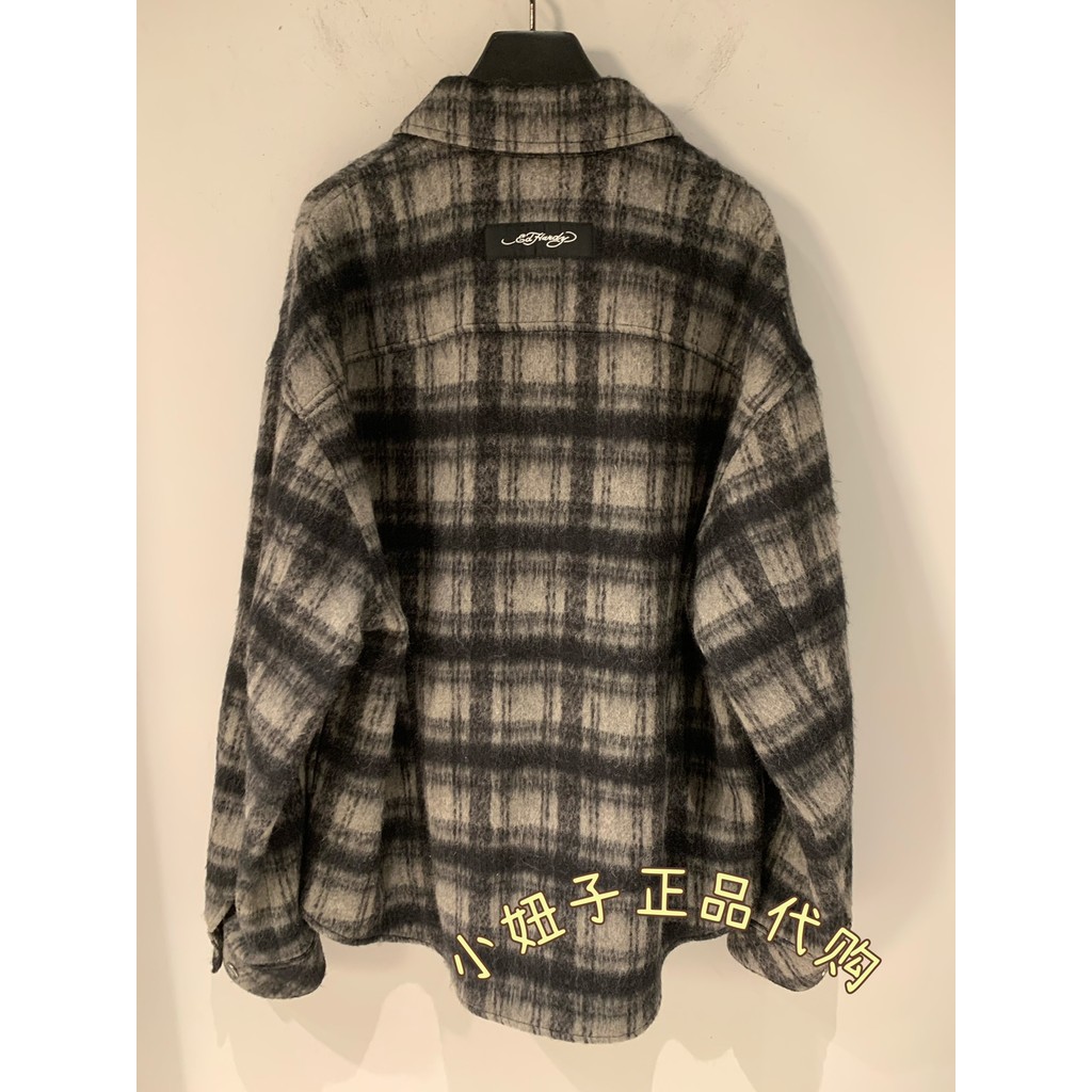 Edhardy เคาน์เตอร์ของแท้ Tiger Head Hot เจาะ Mohair แจ็คเก็ตลําลองหลวมผู้ชายเสื้อ E1NDM047