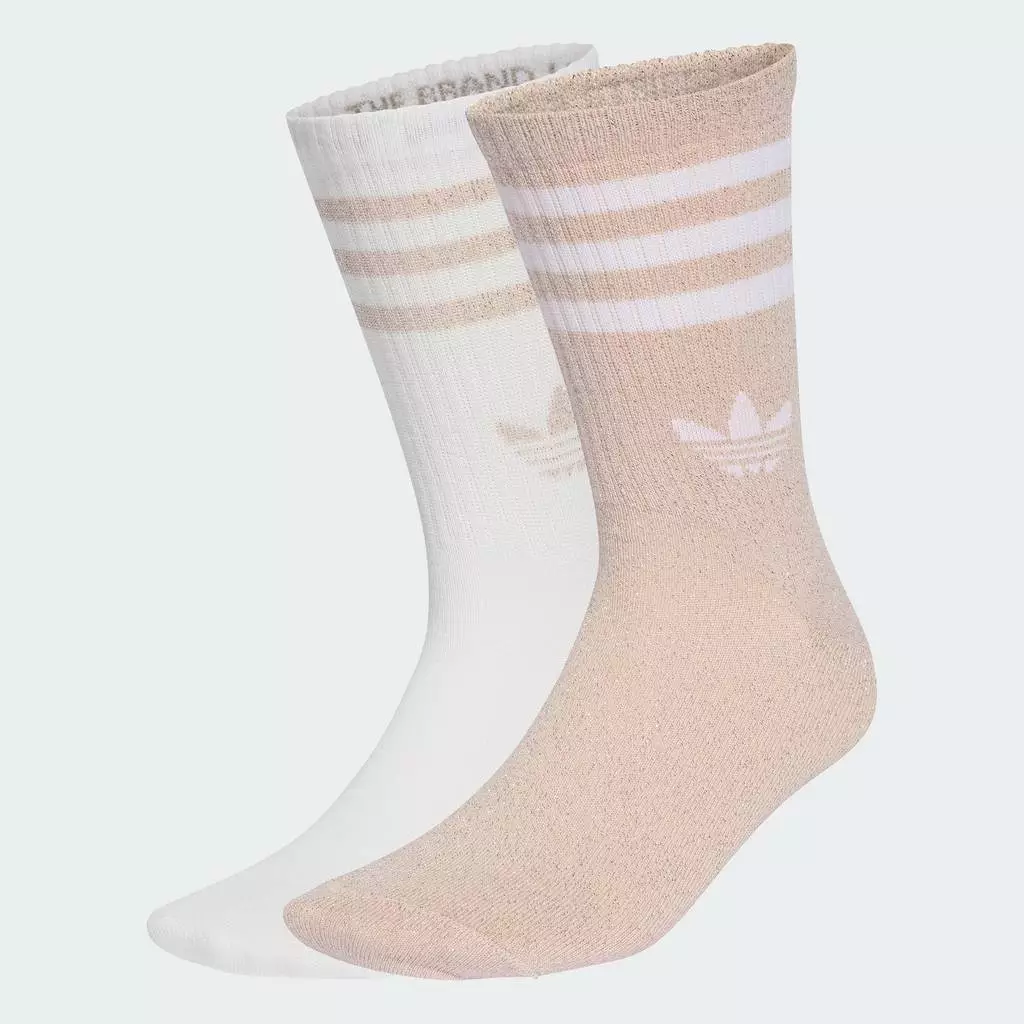 adidas ไลฟ์สไตล์ ถุงเท้าความยาวครึ่งแข้ง 3-Stripes Glitter (2 คู่) Unisex สีชมพู KD0966