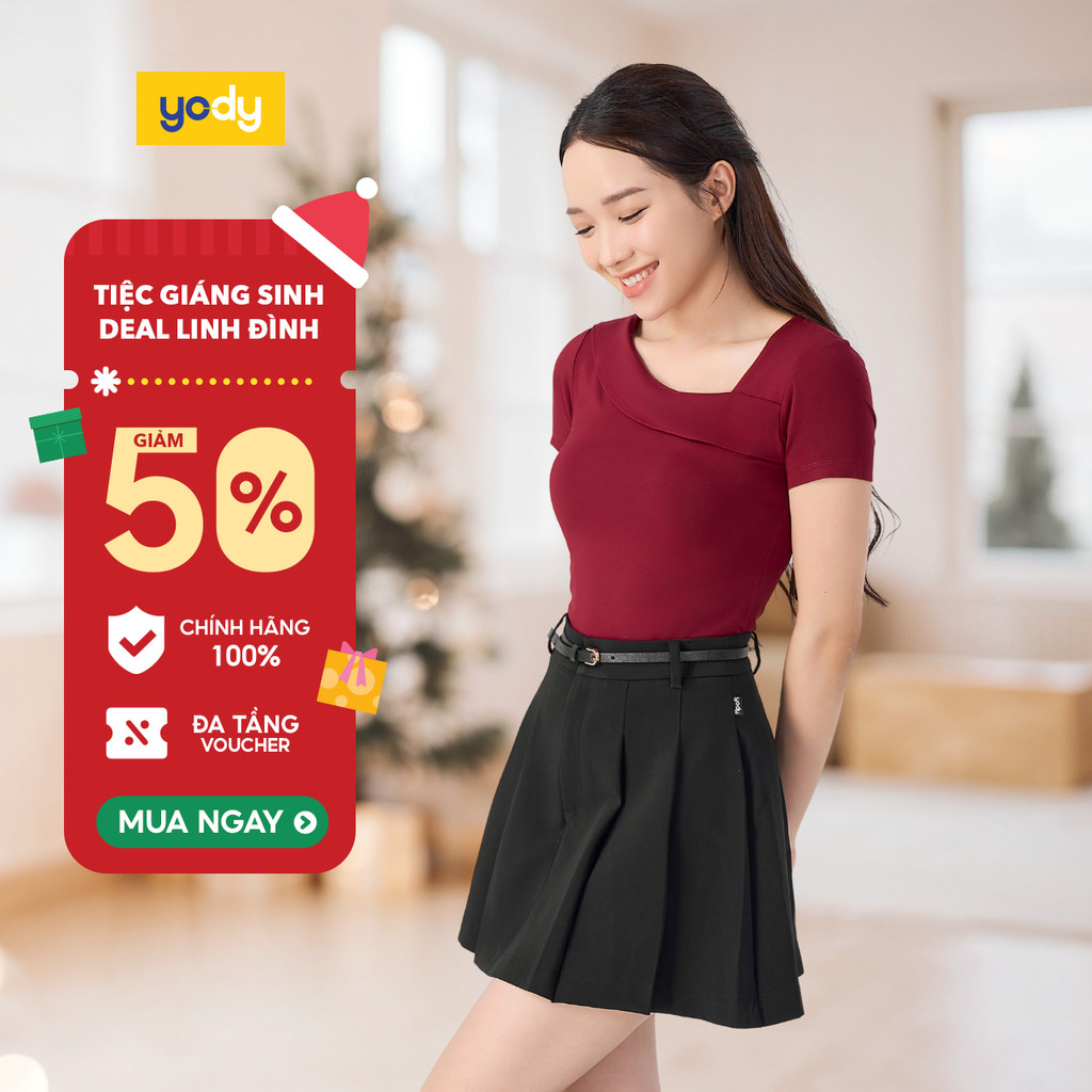 เสื้อยืด YODY คอปกไขว้แบบเลื่อน ผ้าไม้ไผ่เดี่ยวดูดซับเหงื่อ TSN7136