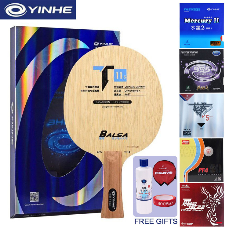 เซ็ทไม้ปิงปองและยางกาวน้ำ Yinhe Ultralight T11s + MERCURY II กับฟองยาง DHS PF4 และ Reactor TORNADO V