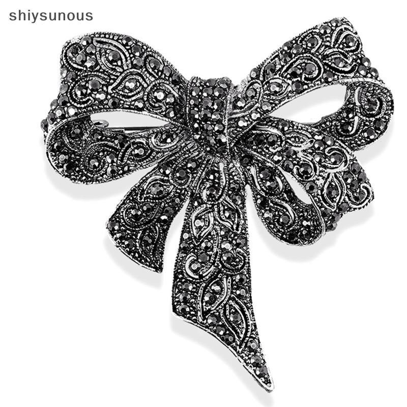 [shiysunous] คริสตัล Rhinestone โบว์เข็มกลัด Pin ผู้หญิงเสื้อคอปก Big Bowknot เข็มกลัดเครื่องประดับ 