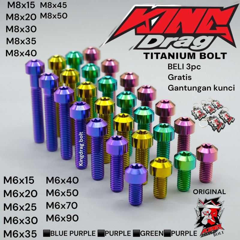 Original TITANIUM 02 bolt KINGDRAG THAILAND M8x15 m8x20 m8x25 m8x30 m8x35 m8x40 m8x45 m8x50 8x50 8x2