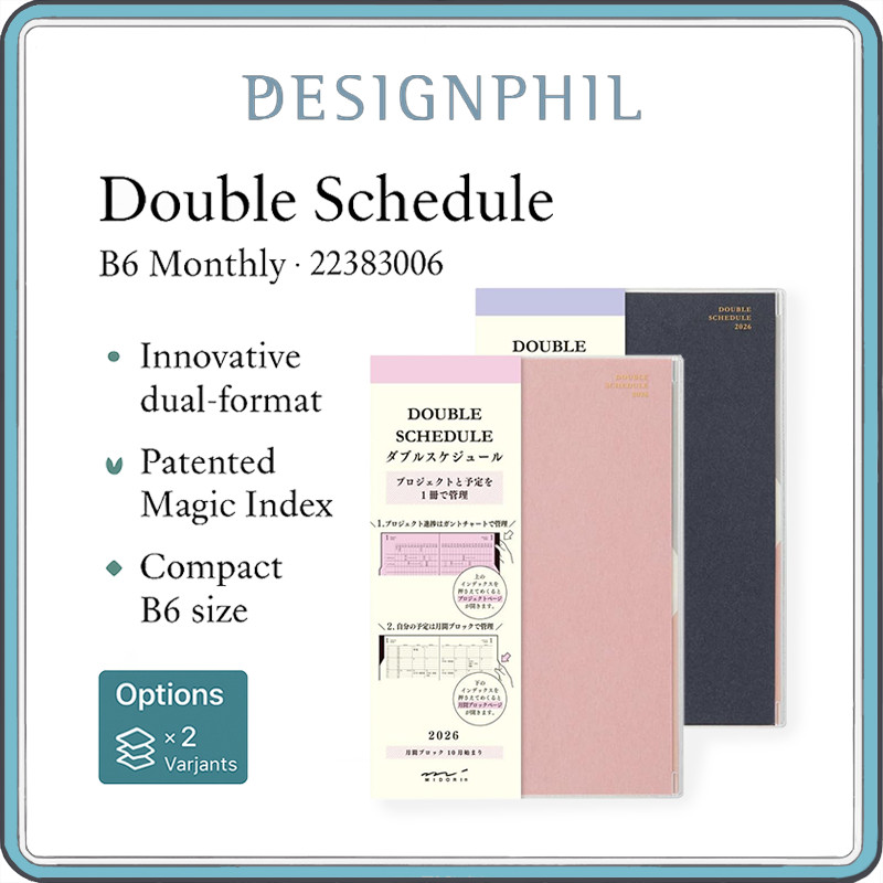 MIDORI Double Schedule Planner 2026 – B6 Monthly “Money” Budget Notebook | 15 Month Calendar & Expen