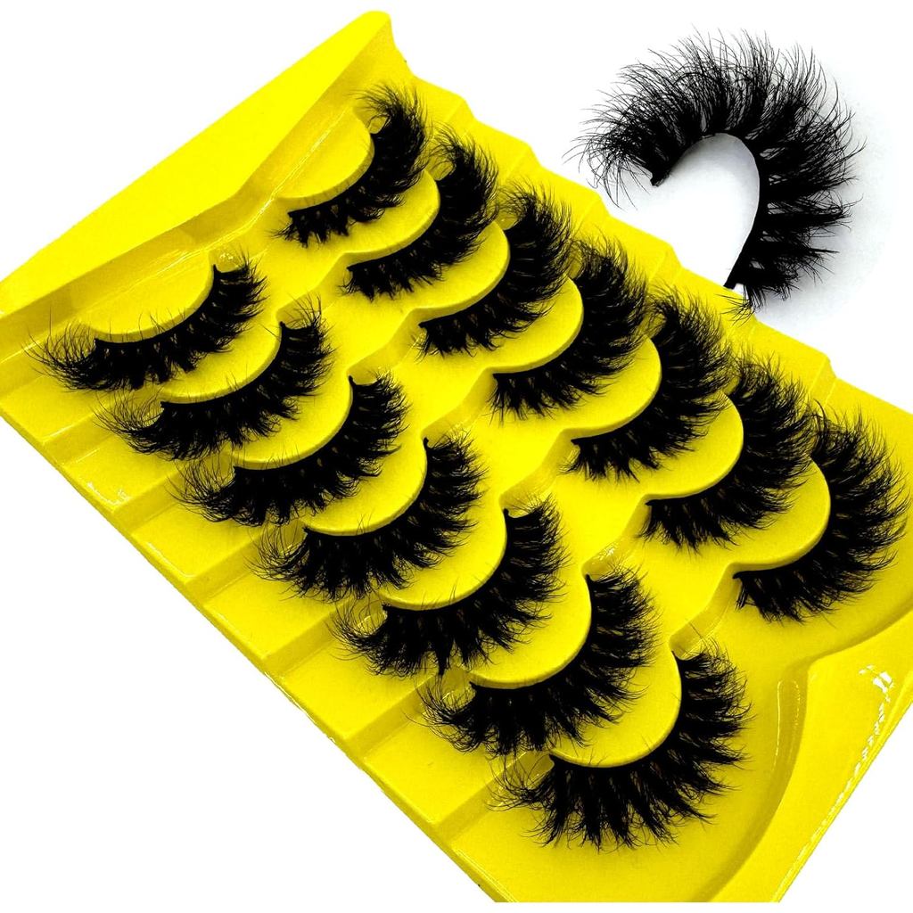 HBZGTLAD ใหม่ 7 คู่ Lashes 3D Mink Lashes Fluffy Reusable Lashes Mink ขนตาปลอม Soft Wispy Natural Cr