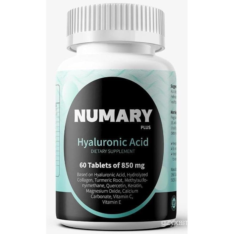 กรดไฮยาลูโรนิก 850 มก. พร้อมคอลลาเจนไฮโดรไลซ์, MSM, วิตามินซี, 60 เม็ด, อุปทาน 2 เดือน