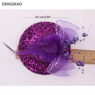OXXGGKAO หมวก Fascinator สไตล์ปาร์ตี้ ประดับด้วยดอกไม้และกลิตเตอร์สำหรับสาวๆ