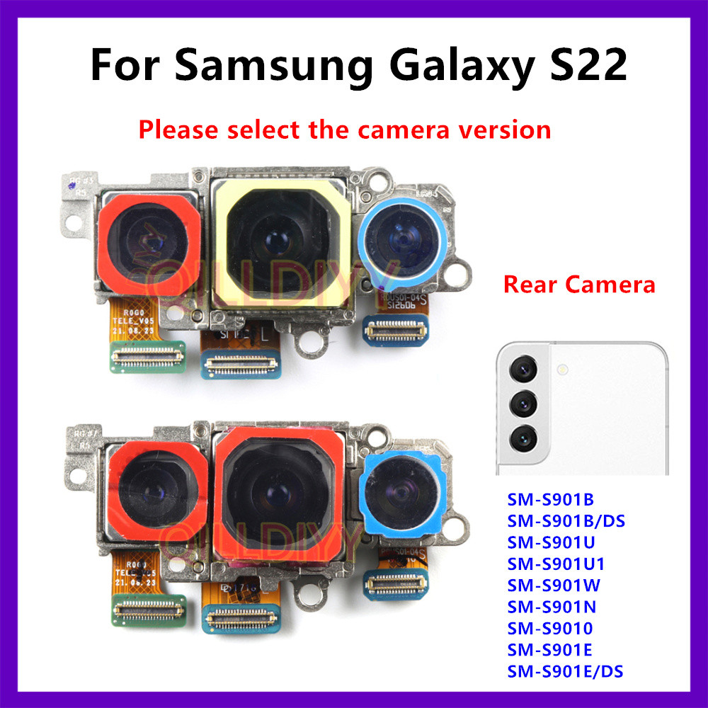กล้องถอยหลังสําหรับ Samsung Galaxy S22 SM-S901U S901E/DS S901B S901 กล้องด้านหลังโมดูลเปลี่ยนส่วน