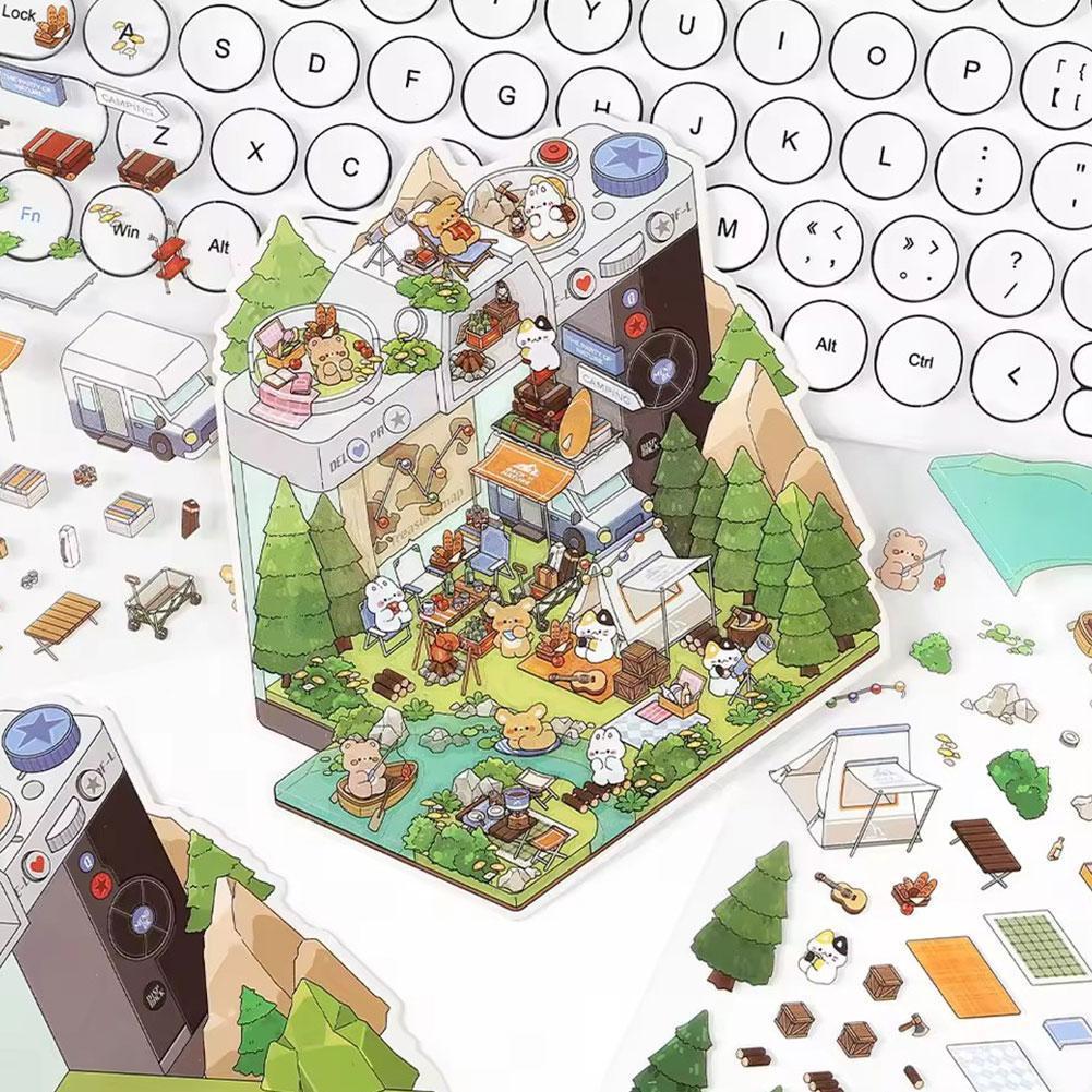 ภูมิทัศน์สติกเกอร์ของเล่น Pet2.5d ภูมิทัศน์สติกเกอร์การ์ตูน Miniature ของเล่นกลางแจ้ง C8y7