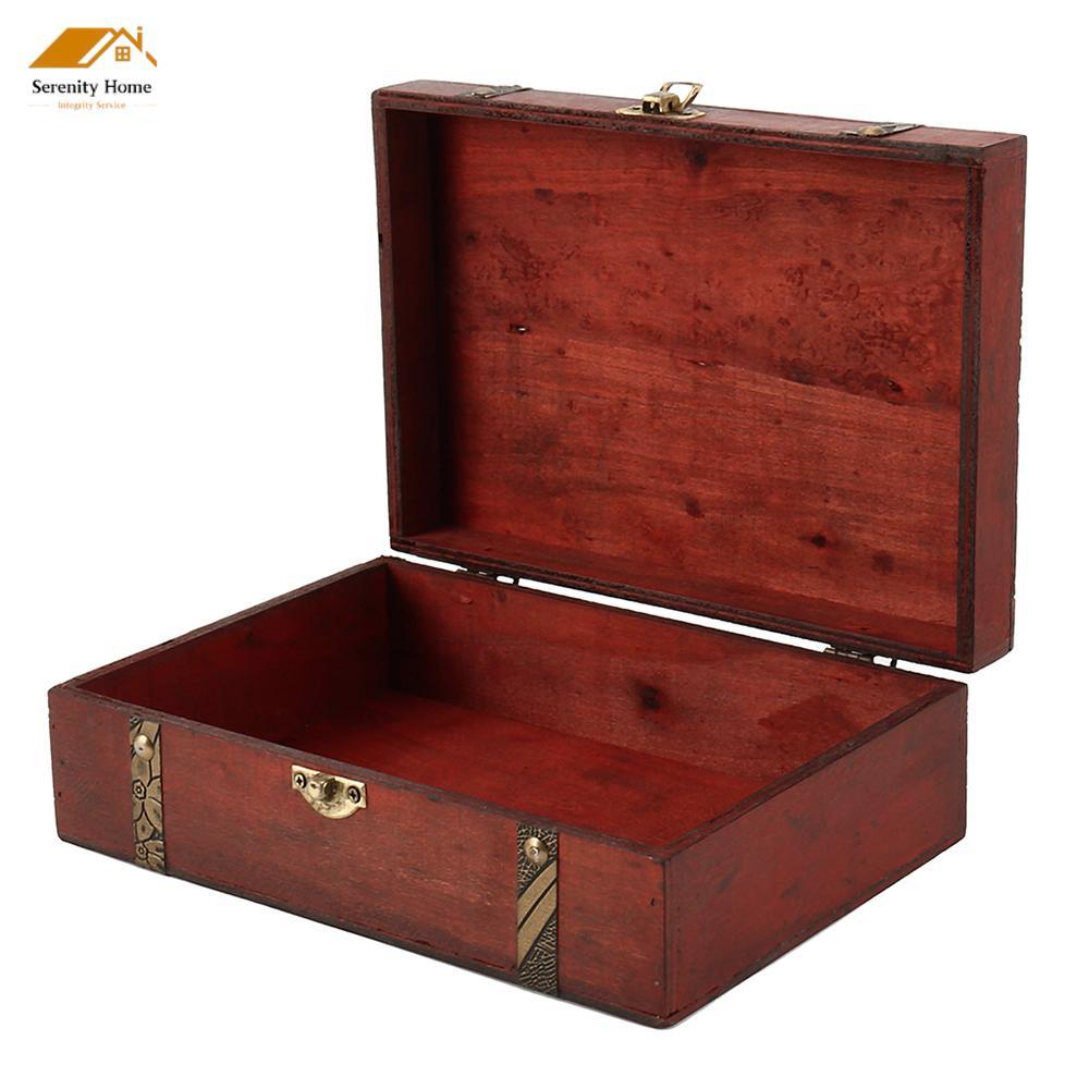 กล่อง ไม้ธรรมชาติกรณีการจัดเก็บบ้าน Retro ไม้ Keepsake กล่อง ไม้ 23 x 16 x 7.5 ซม. ราคา ถูกที่สุด ดีลบีเคเค แกลเลอรีภาพที่ 6