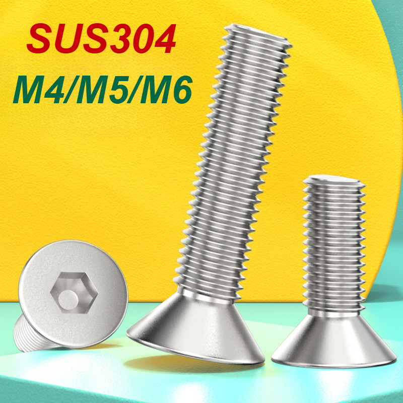 304 สกรูหัวจมหกเหลี่ยมสแตนเลส, DIN 7991, สกรูหัวจม, สกรูหัวจม, สกรูหัวแบน Hex-Drive, M4/M5/M6*L5-150