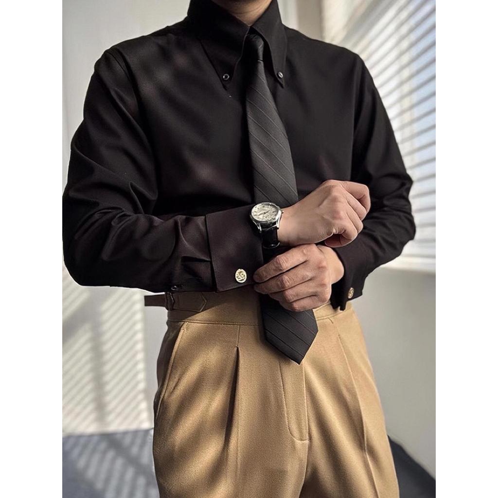 Andrey Mens Shirt French Cuff Collar Button Down Andrey มาพร้อม Cufflink