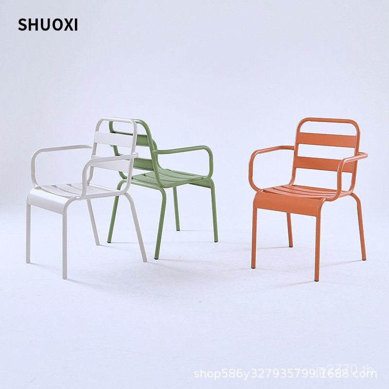 เก้าอี้รับประทานอาหารกลางแจ้ง Iron Villa Club Courtyard Nordic เก้าอี้พักผ่อนในครัวเรือน Courtyard โ