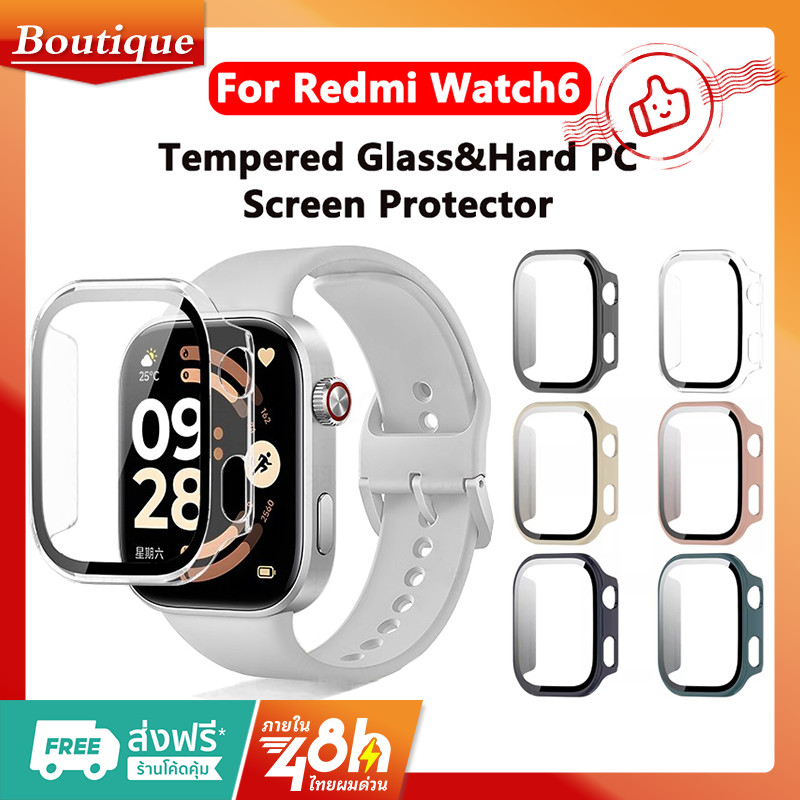 สำหรับ Redmi Watch 6 Full Cover Case พร้อมกระจกนิรภัย PC Hard Cases สําหรับ Xiaomi Redmi Samrt Watch 6 Casing
