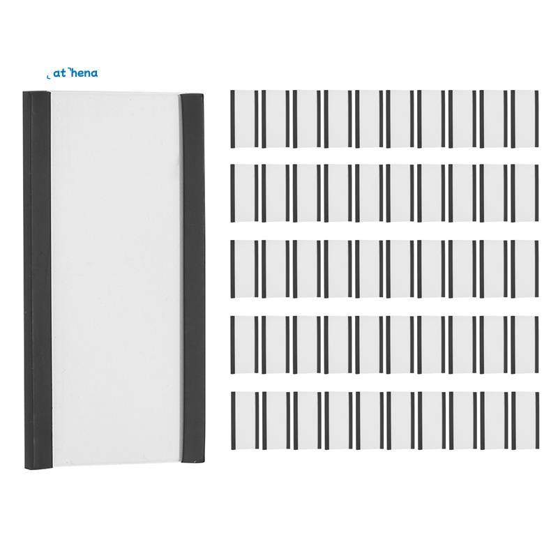 athena5550ชิ้นที่วางฉลากแม่เหล็กพร้อมที่ใส่การ์ดข้อมูลแม่เหล็กพร้อมตัวป้องกันพลาสติกใสสําหรับชั้นวาง