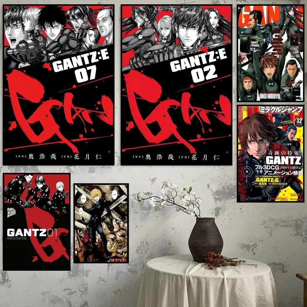 ภาพวาดแอนิเมะวินเทจ G-Gantz คาลิกราฟี ผ้าใบกันน้ำความละเอียดสูง โปสเตอร์ตกแต่งผนังสไตล์นอร์ดิก สำหรั