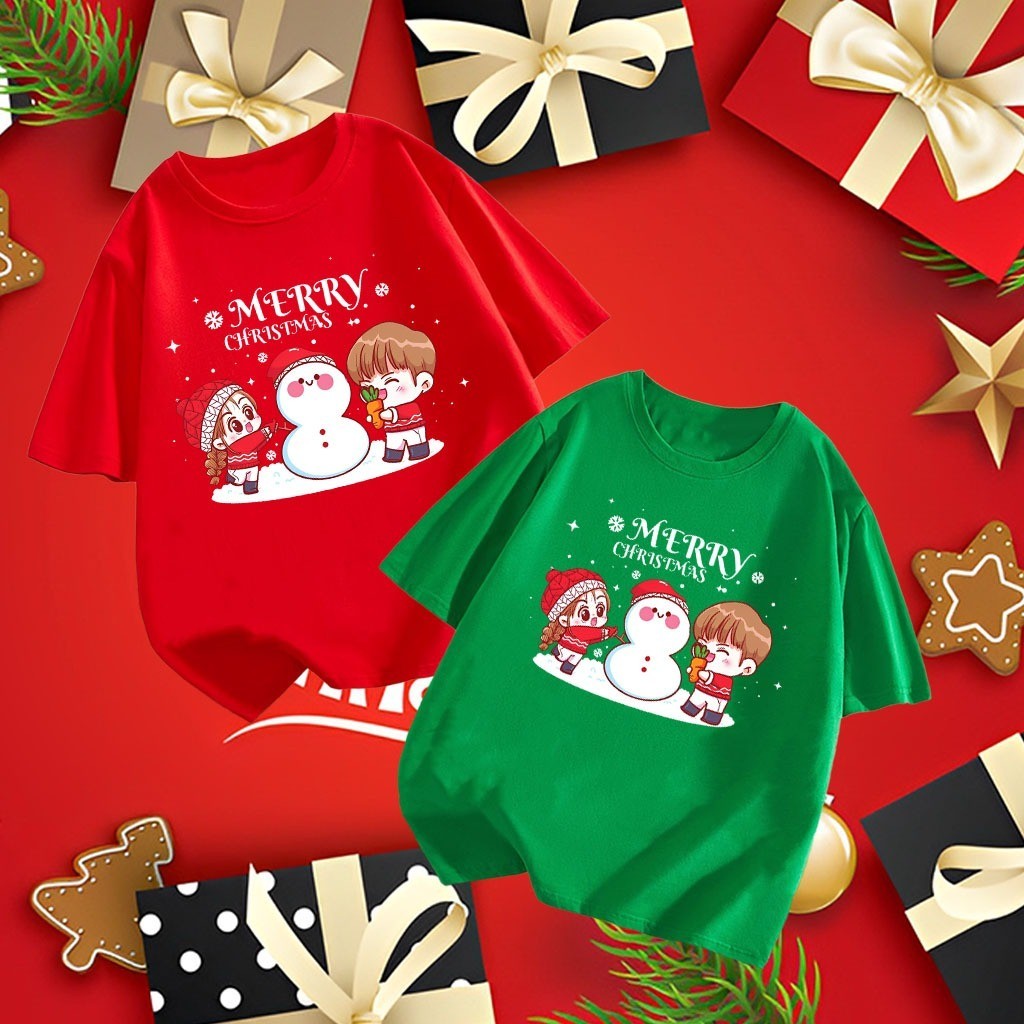 COD     Christmas T-Shirt Merry Christmas Couple T-Shirt T-Shirt Women's Unisex T-ShirtS-5XL