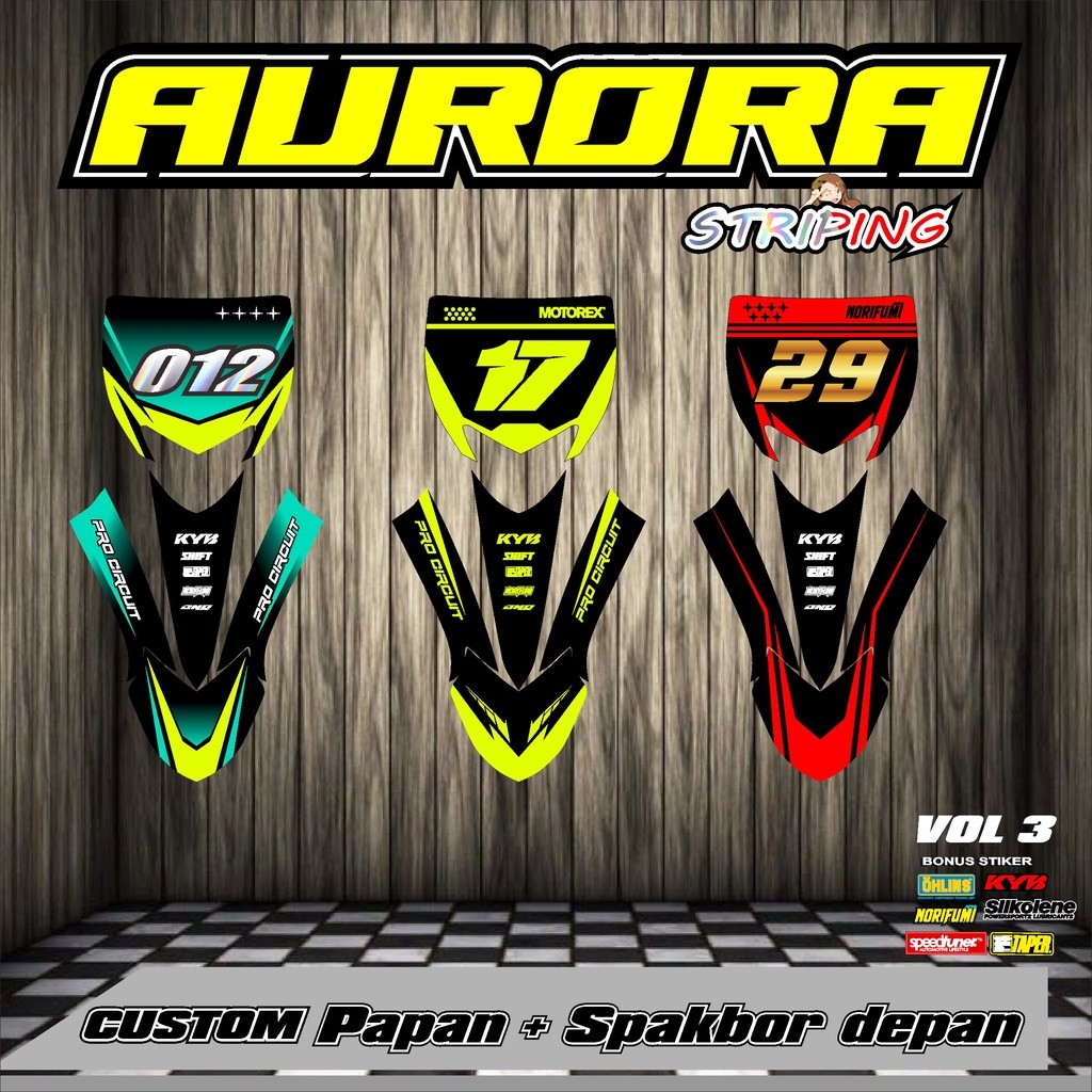 สติ๊กเกอร์ STRIPING START NUMBER PLATE + FENDER FRONT CRF KLX 150 KLX BF KLX GORDON DTRACKER KX YZ