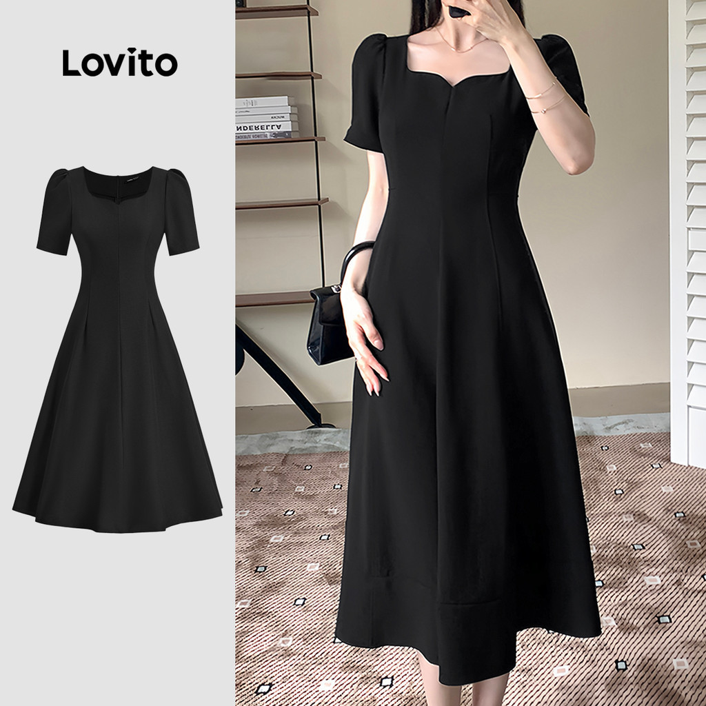 Lovito ชุดเดรสสายโครงสร้างธรรมดาหรูหราสําหรับผู้หญิง L132ED026