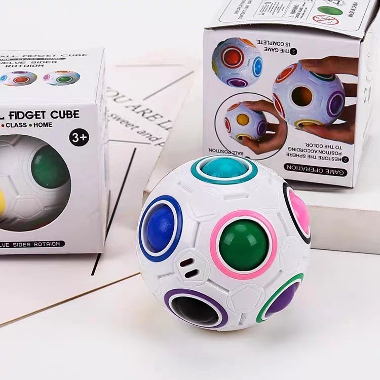 Kong Magic Rainbow Ball Decompression ของเล่นเพื่อการศึกษากดสนุกเด็กปัญญา Rubiks Cube Creative Decom