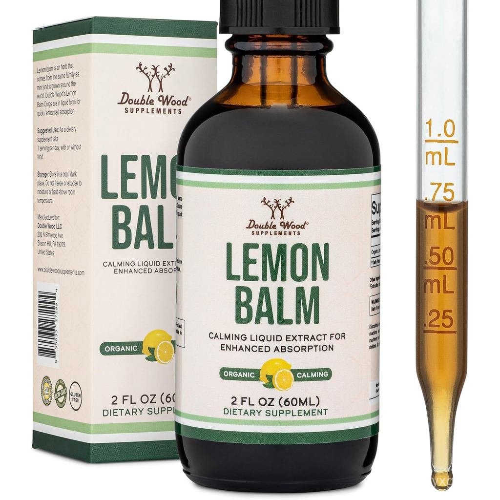 อาหารเสริมไม้คู่ Organic Lemon Balm Tincture - สําหรับ Digestive & Relaxation 590mg - 2FL OZ, 120 เสิร์ฟ (ดูดซับได้ดีกว่าแคปซูล, เหมาะสําหรับชาเลมอนบาล์ม)