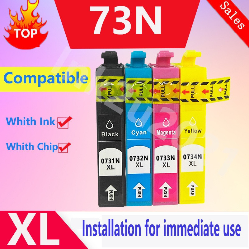ใช้งานร่วมกับ Epson 73N ตลับหมึก T0731N T0732N T0733N T0734N XL สําหรับ Tx300 Tx410 Tx550w Tx600 Tx6