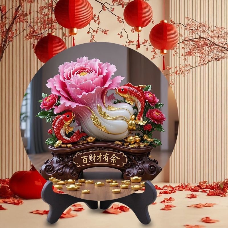 Baicai Youyu Koi เงินประหยัดโชคดีในครัวเรือน Prosperous House Entrance ตกแต่งห้องนั่งเล่น Entrance ป