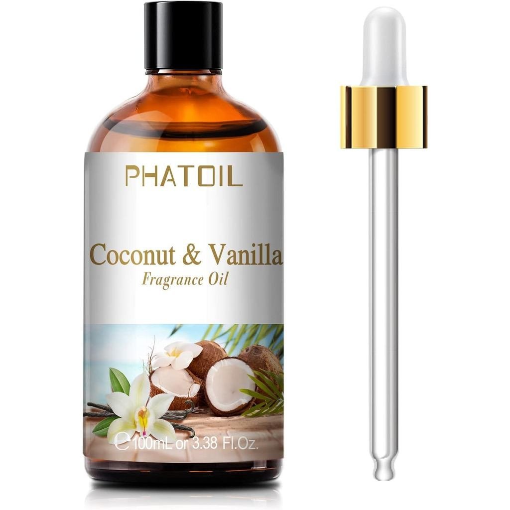 PHATOIL 3.38FL.OZ Coconut & Vanilla Fragrance Oils for Aromatherapy, Essential Oils for Diffusers fo
