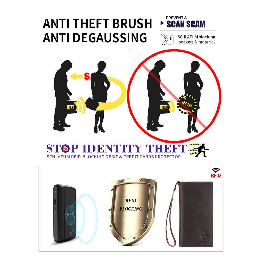 พร้อมสต็อกจัดส่งที่รวดเร็ว RFID ป้องกันการโจรกรรมแปรงกระเป๋าสตางค์ผู้ชายหนังยาวยุโรปอเมริกันย้อนยุคข้ามพรมแดนผู้ชายกระเป๋าสตางค์แนวตั้งพร็อพ02 - รูปที่ 3