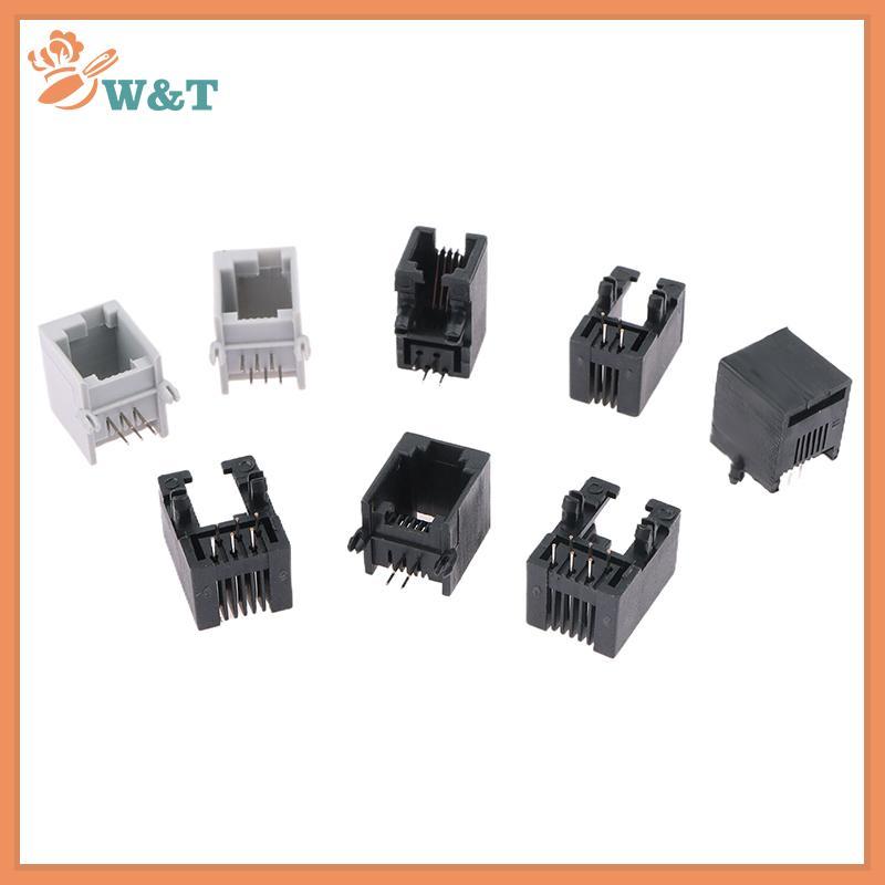 Hj 10PCS RJ11 โทรศัพท์ซ็อกเก็ตโค้ง Pin 95001 4P4C 6P6C 6P4C หญิงแจ็ค Pcb Connector ซ็อกเก็ตโทรศัพท์ 
