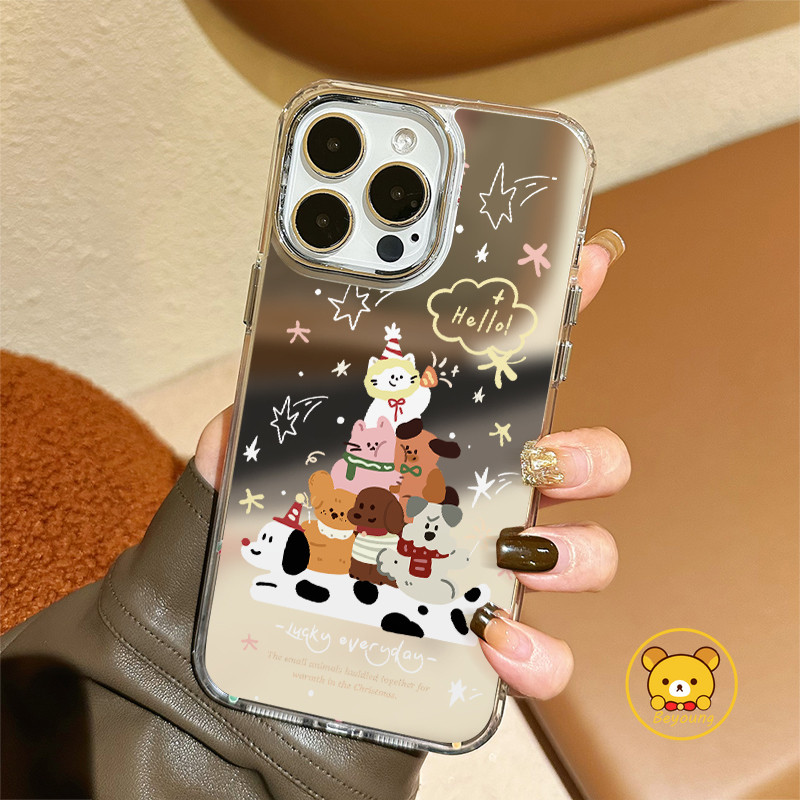 น่ารักสุนัขแมวกระจกเคสโทรศัพท์สําหรับVivo V60 V50 V40 V40E V30E V30 V29 V27E V29E V25E V23E V21E V20