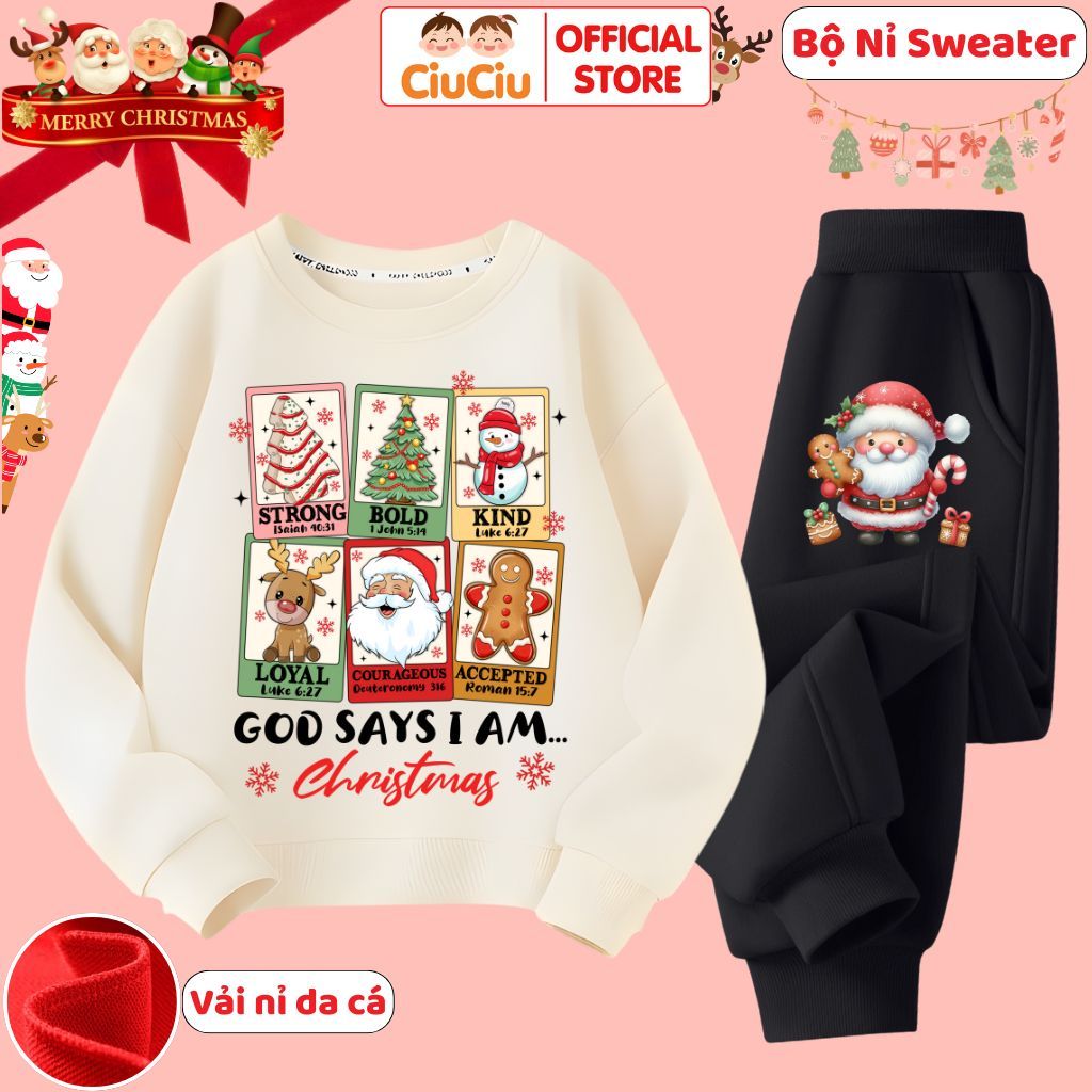 Merry Christmas Fleece Clothes Set for Boys and Girls CIUCIU Soft Stretch Fishskin Thermal Fleece Fa