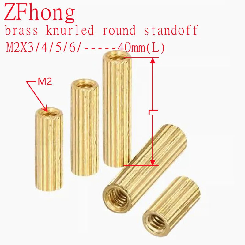 20pcs-50pcs M2*L L=3mm to 40mm M2 thread Brass Round Standoff Spacer Female Female M2 Brass Threaded