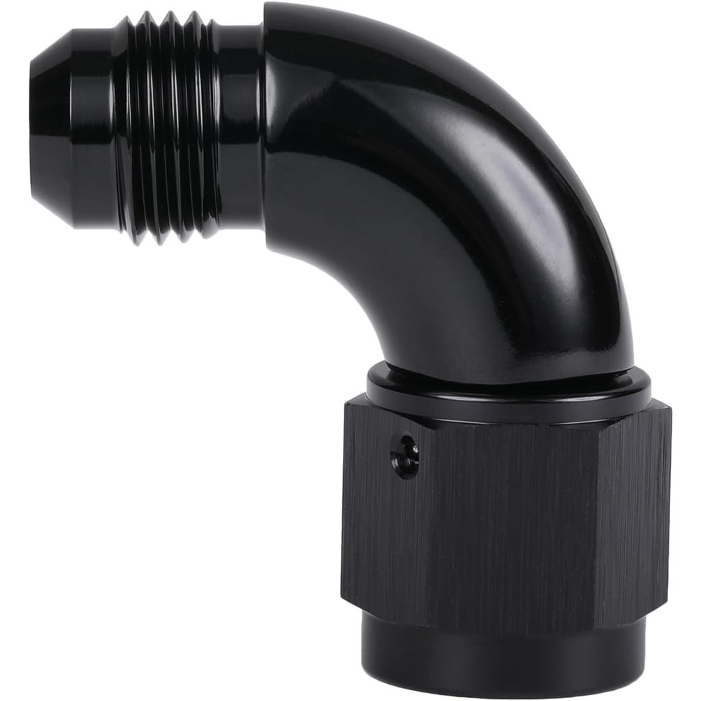 90 Degree 6AN Male to 6AN Female Swivel Full Flow Fitting Adapter Coupler Aluminum Black
