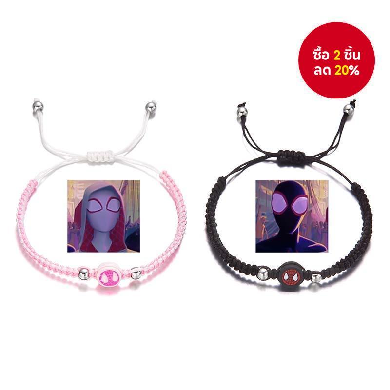 Spider Man Spider Gwen สร้อยข้อมือคู่น่ารักการ์ตูนถักของขวัญเครื่องประดับสําหรับคู่รัก