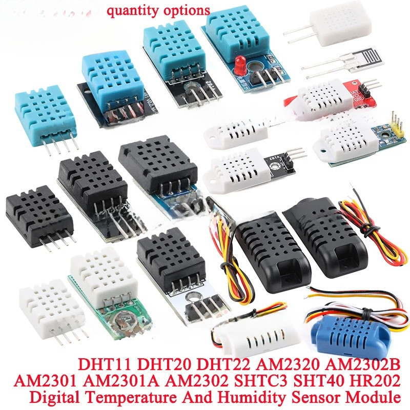 DHT11 DHT20 DHT22 AM2320 AM2302B AM2302 AM2301 AM2301A SHTC3 SHT40 HR202 ดิจิตอลอุณหภูมิความชื้นเซนเ