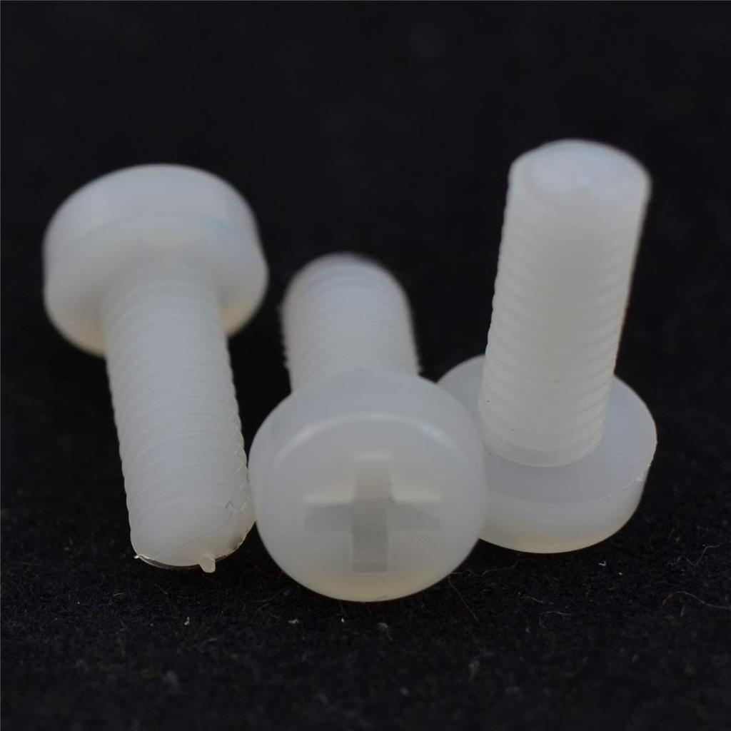 XunLiu M4 10MM Nylon Phillips Screw Metric Plastic Machine Pan Round Head Screw Pack of 100 (M4X10)