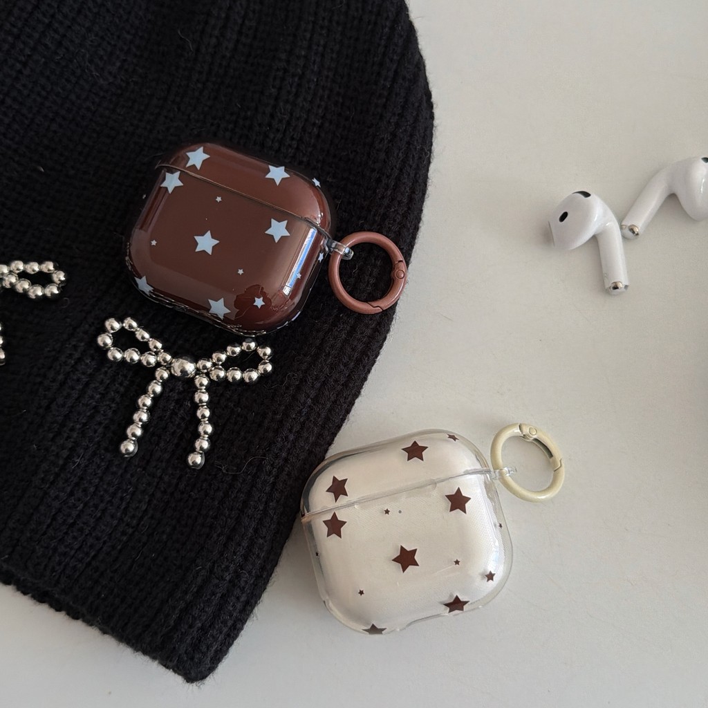 น่ารักโปร่งแสง Star พร้อมตะขอกันกระแทกป้องกันหูฟังฝาครอบ Soft Case สําหรับ AirPods 1 หรือ 2 3 4 Pro 2nd Pro 3rd 4th กรณี